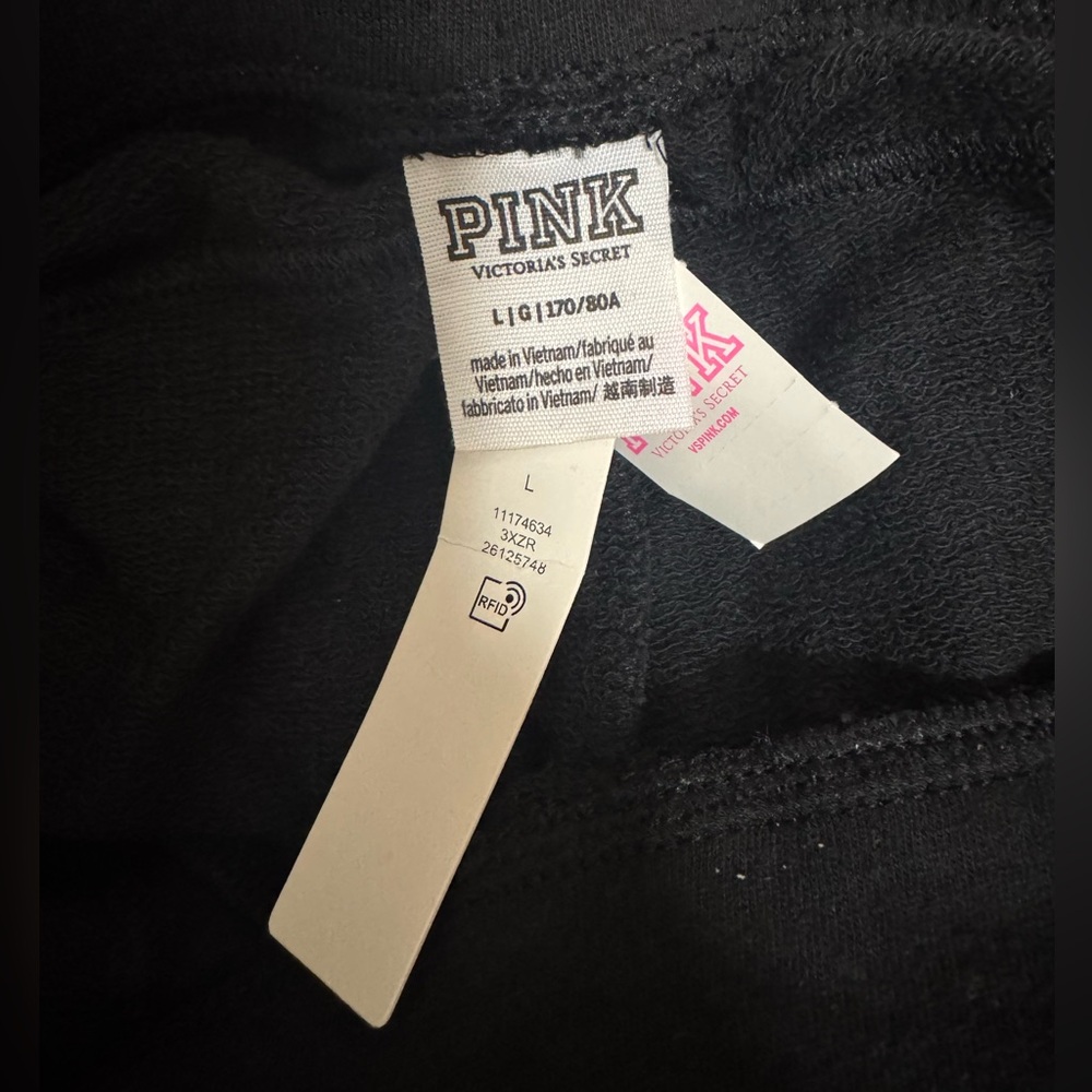 NWT Victoria  Secret Pink Black High Waist Jogger Size Large